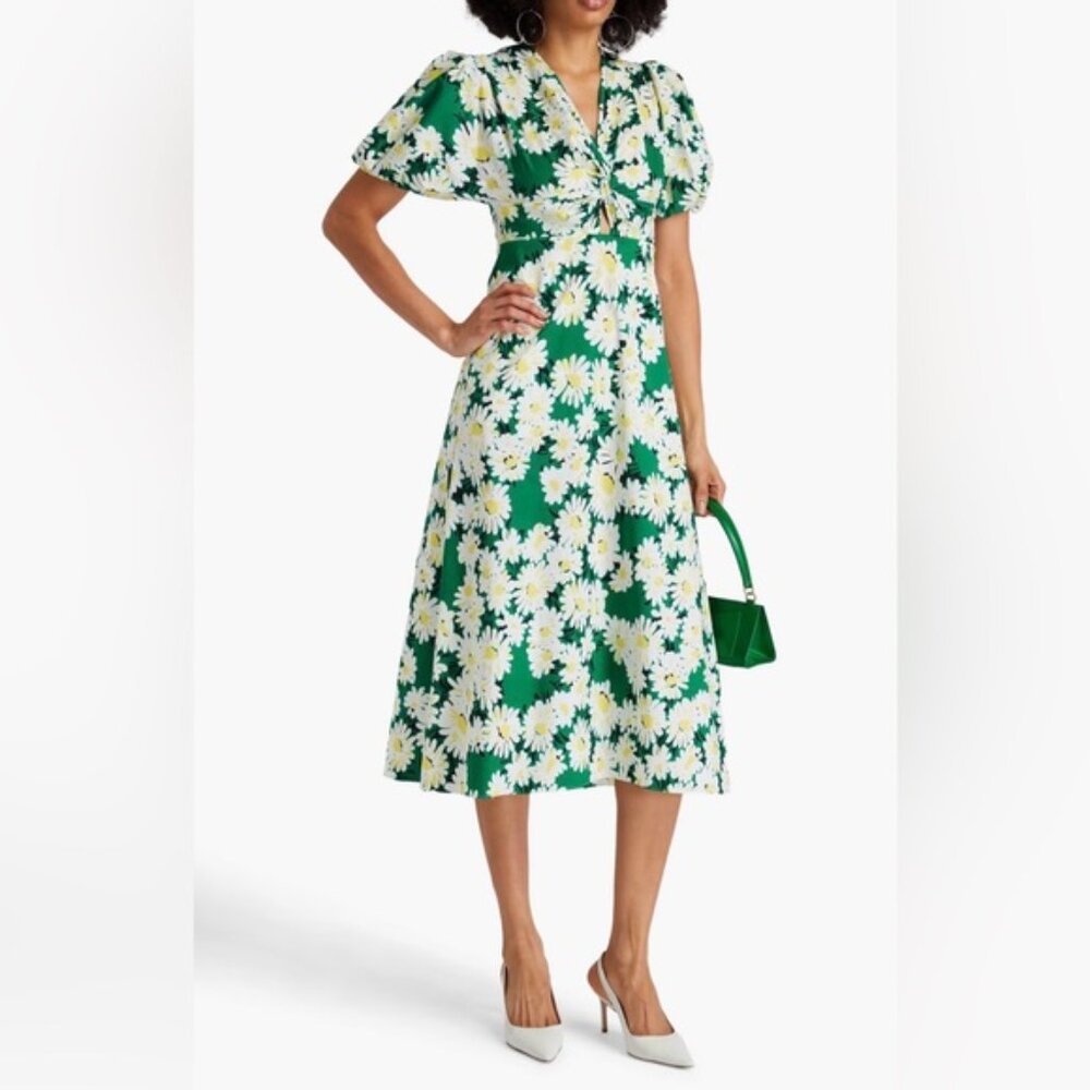 Diane Von Furstenberg Green Floral Midi Dress
